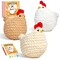 Art & Gift; Crochet Kit for Beginners, Crochet Starter Kits for Adults Amigurumi Craft Knitting Crochet Animals Kits with Step-by-Step Video Tutorials, 3 Pcs Chicken (40%+ Yarn) & Organizer Storage Tote Bag; Category:Crochet Kits; Image:2